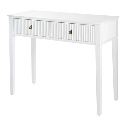 Set of 2 Heidi bedside tables and  dressing console -White -Brass/Silver