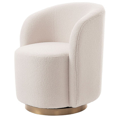 West End Swivel Dining Chair - Ivory Borg- Brass Base