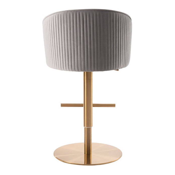 Ella Bar Stool - Dove Grey - Brass Base