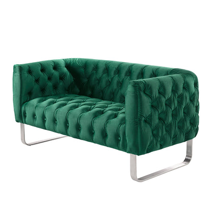 Grosvenor Two Seat Sofa - Bottle Green - Brushed Silver