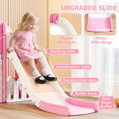 7 in 1 Toddler Slide Set, Frog Theme Playset with Basketball Hoop