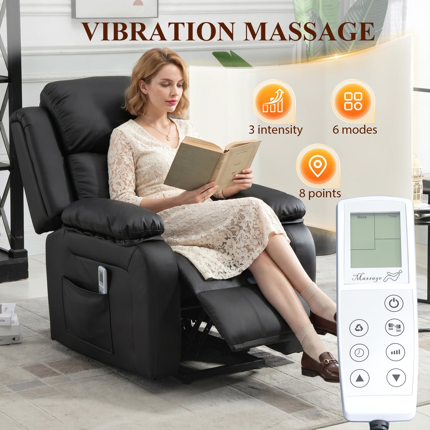Riser and Recliner Chair Power Lift Recliner with Remote, Black