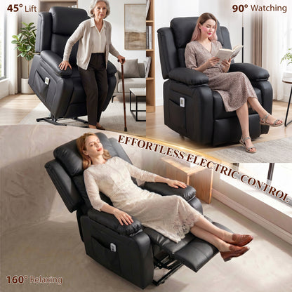 Riser and Recliner Chair Power Lift Recliner with Remote, Black