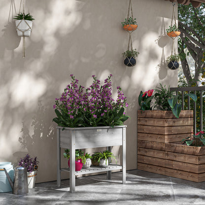 Wooden Raised Garden Bed, Elevated Planter Box with Storage Shelf