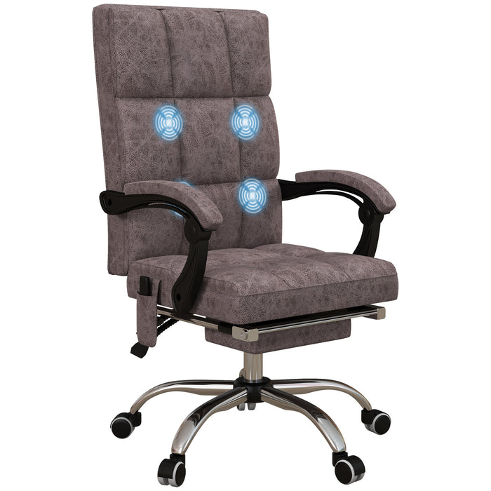 Executive Vibration Massage Office Chair, Microfibre Computer Chair with Armrest, 135¬¨‚àû Reclining Back, Charcoal Grey