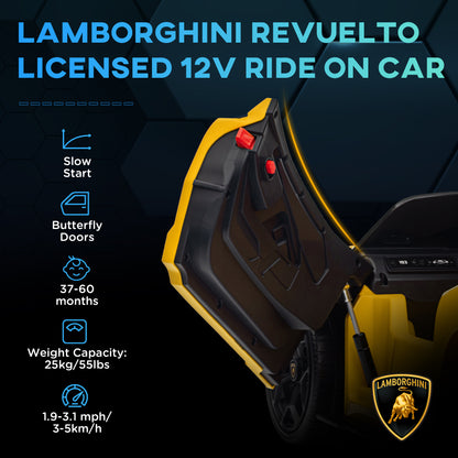 Lamborghini Revuelto Licensed Ride on Car w/ Suspension Yellow