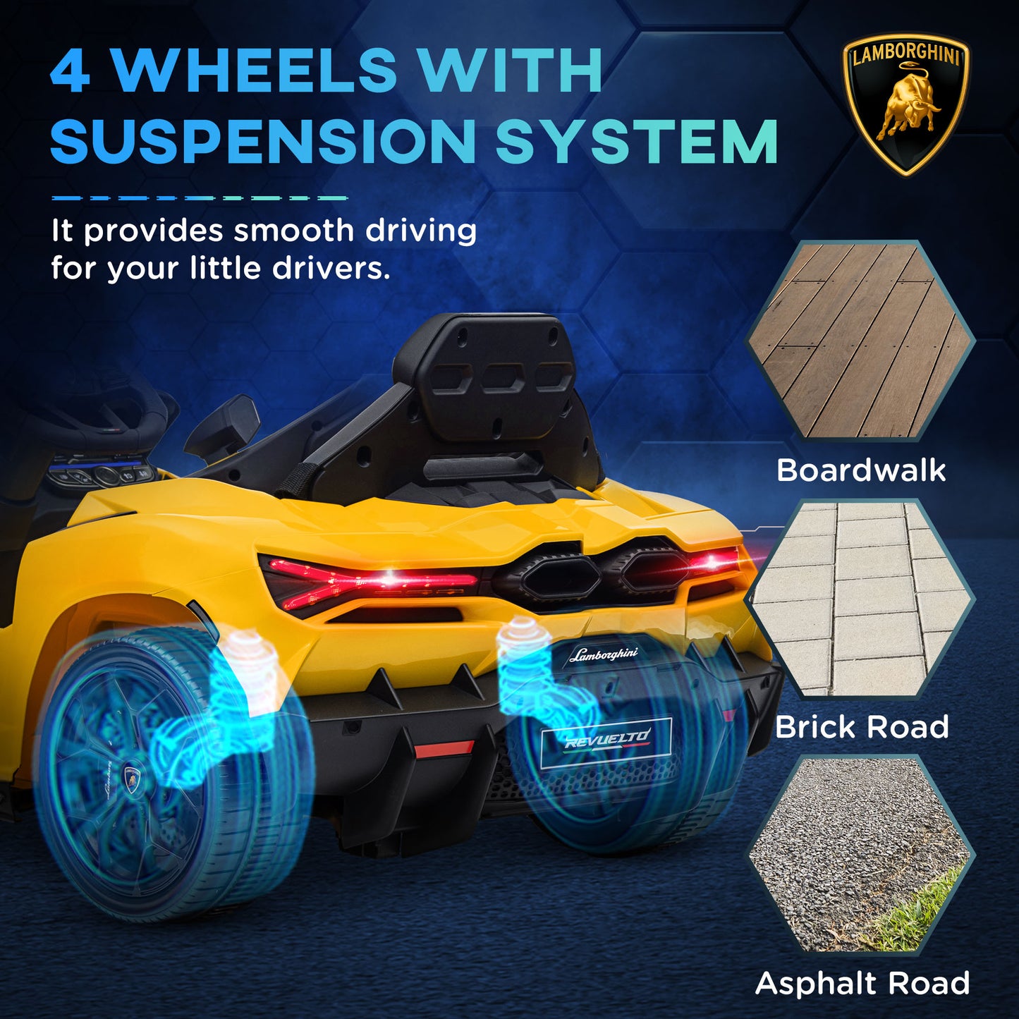 Lamborghini Revuelto Licensed Ride on Car w/ Suspension Yellow