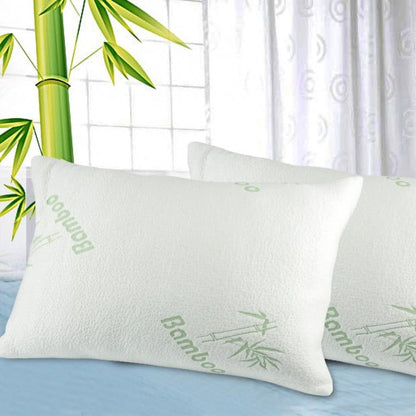 Set of Two Bamboo Premium Pillows - Premium soft touch bamboo fabric for natural posture alignment & extra silk like hollowfibre filling