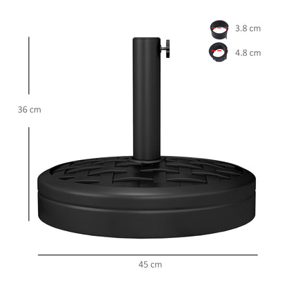 18kg Concrete Umbrella Parasol Base with Rattan Effect 45cm Dia Heavy Duty Parasol Stand for Outdoor Patio Umbrella