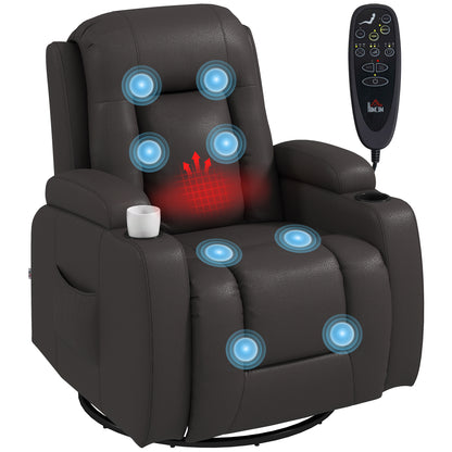 Massage Recliner Chair with 8 Vibration & Heat, Dark Brown