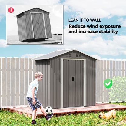 6.5x3.5ft Metal Garden Shed for Garden, Light Grey