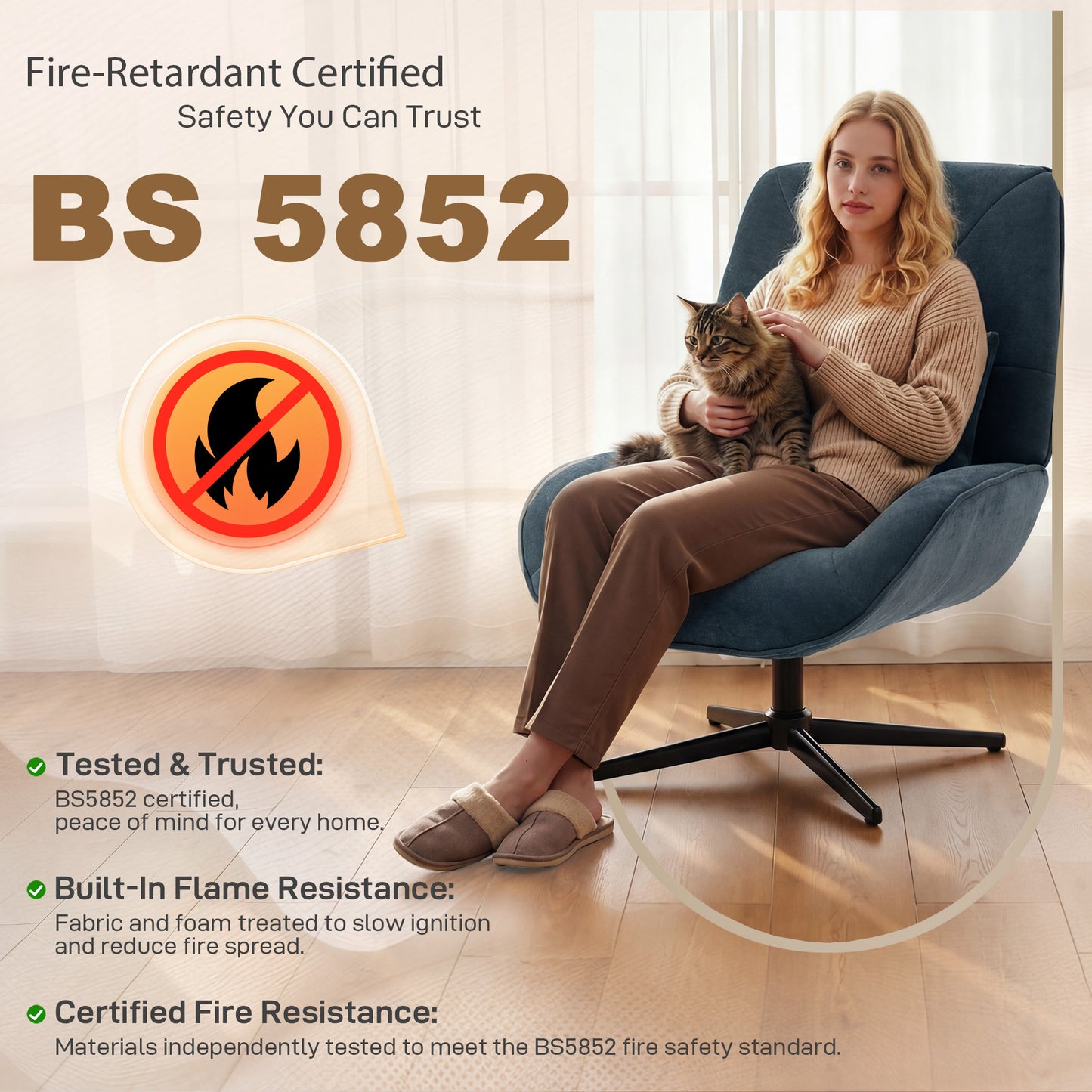 Swivel Accent Chair, Chenille Armchair with Lumbar Pillow, Dark Green