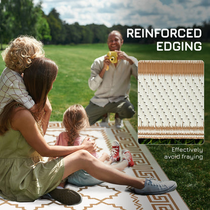 Reversible Waterproof Outdoor Rug W/ Carry Bag, 182 x 274cm, Brown