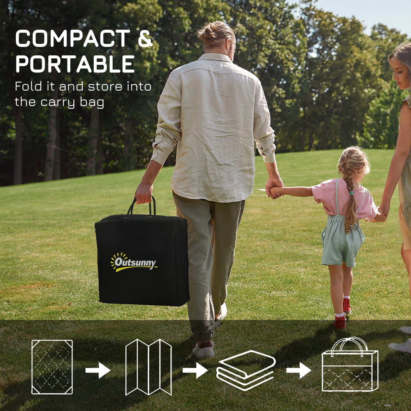 Reversible Waterproof Outdoor Rug W/ Carry Bag, 182 x 274cm, Brown