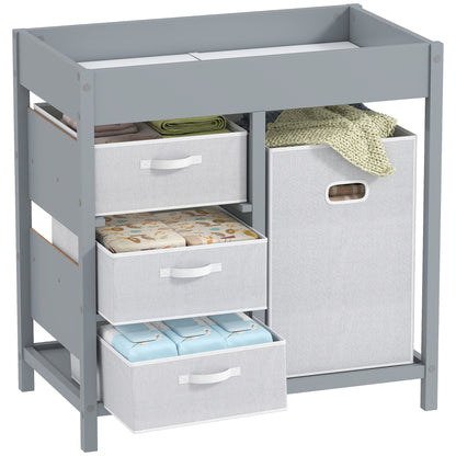 Baby Changing Unit with 4 Drawers, Diaper Changing Table, Grey