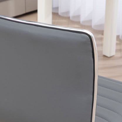 Adjustable Swivel Office Chair with Armless Mid-Back in PU Leather and Chrome Base - Grey