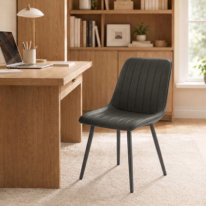Faux Leather Upholstered Kitchen Chairs with Metal Legs, Grey