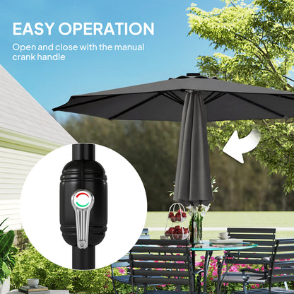 2.6 m Garden Parasol Umbrella with Light, Outdoor Patio Umbrella