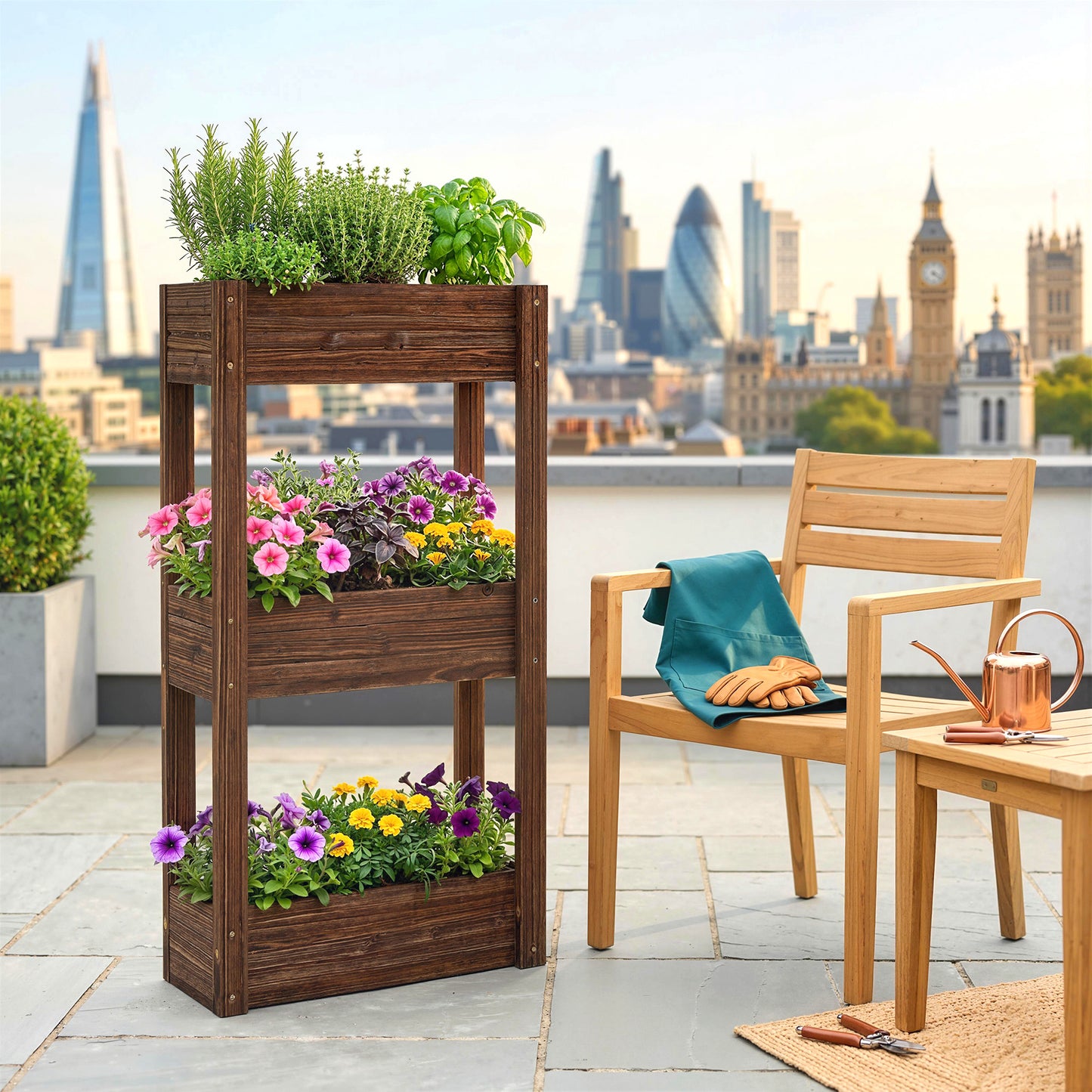 3-Tier Wooden Raised Planter, Raised Garden Bed on Legs