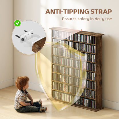 CD Storage Unit DVD Tower Blu-ray Storage Shelf for Office, Brown