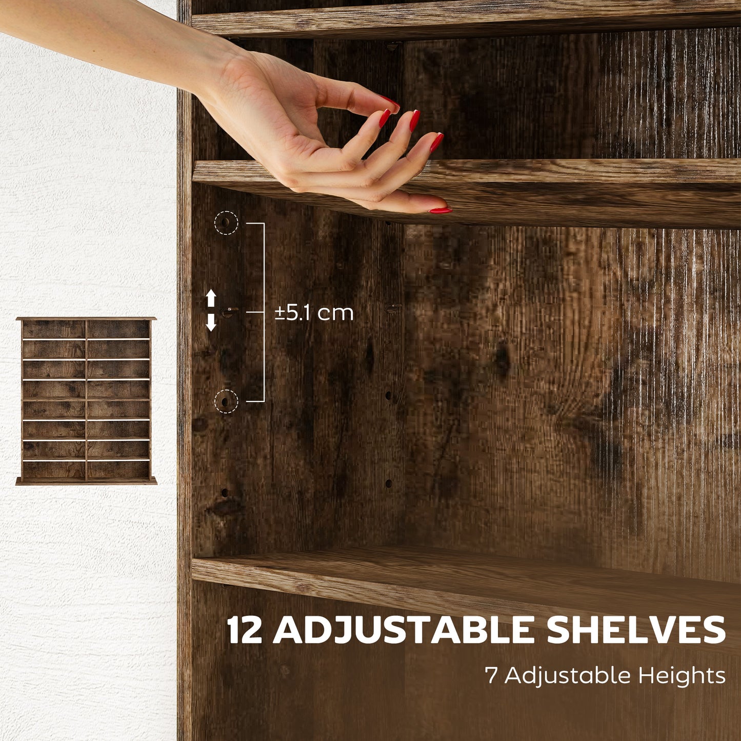 CD Storage Unit DVD Tower Blu-ray Storage Shelf for Office, Brown