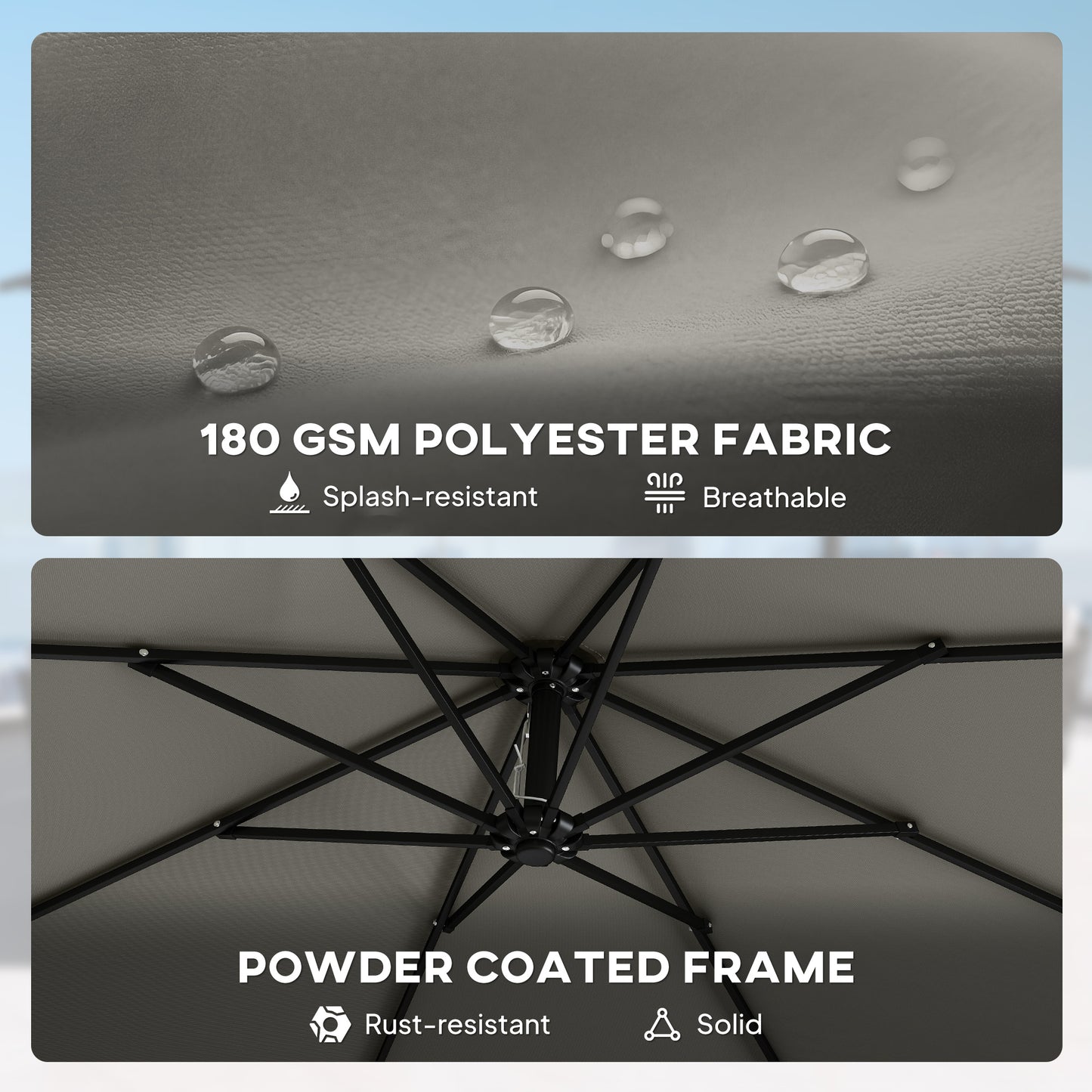 3 m Garden Cantilever Parasol with Sandbag, 360 Degree Rotation