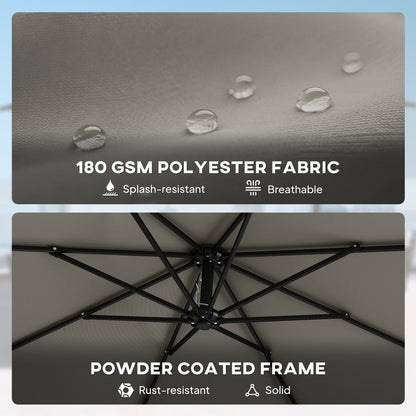 3 m Garden Cantilever Parasol with Sandbag, 360 Degree Rotation