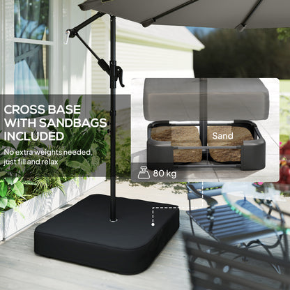 3 m Garden Cantilever Parasol with Sandbag, 360 Degree Rotation