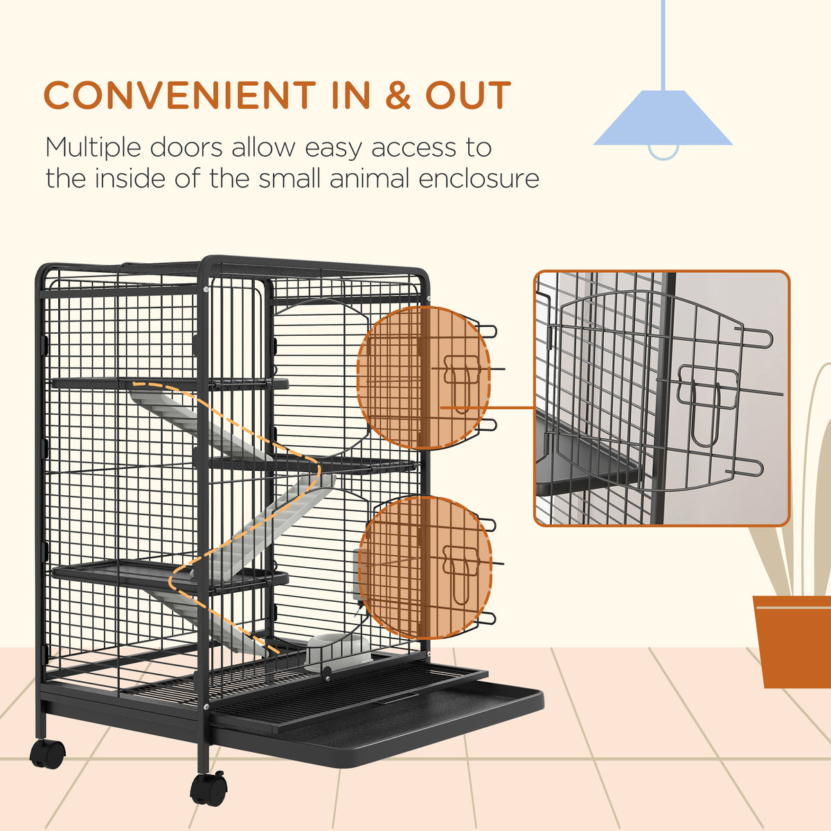 4-Level Small Animal Cage with Ramps (Not for Rats, Hamsters or Guinea Pigs) - Black