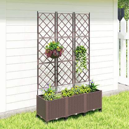 Plastic Raised Planter with Trellis and Self Watering Design