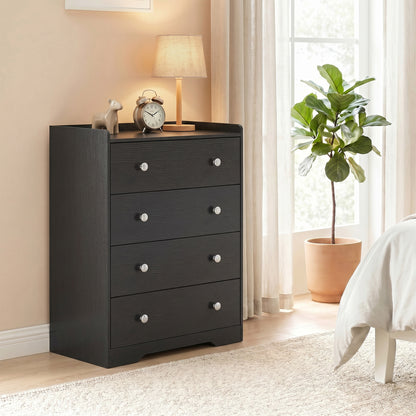 4 Drawer Chest of Drawers, Storage Cabinet, Black Wood Effect