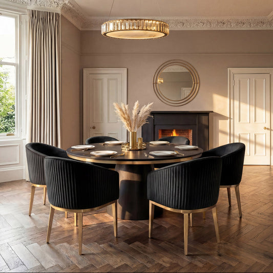 Ella Dining Chair - Black - Brass Base