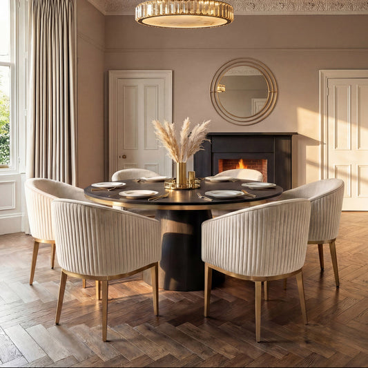 Ella Dining Chair - Chalk - Brass Base