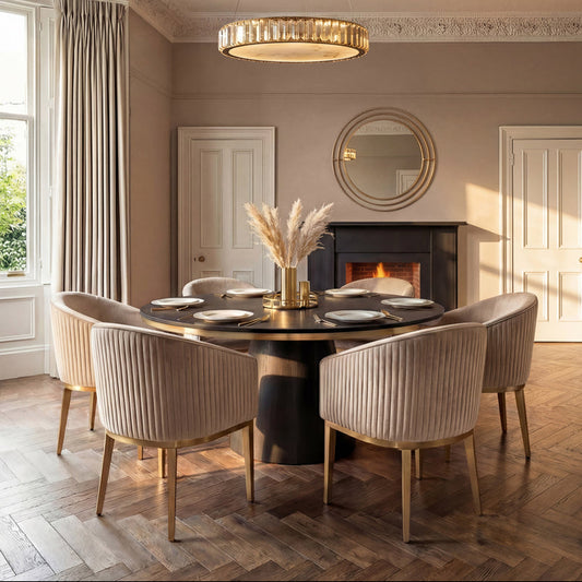 Ella Dining Chair - Taupe - Brass Base