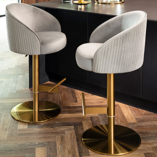 Ella Bar Stool - Dove Grey - Brass Base