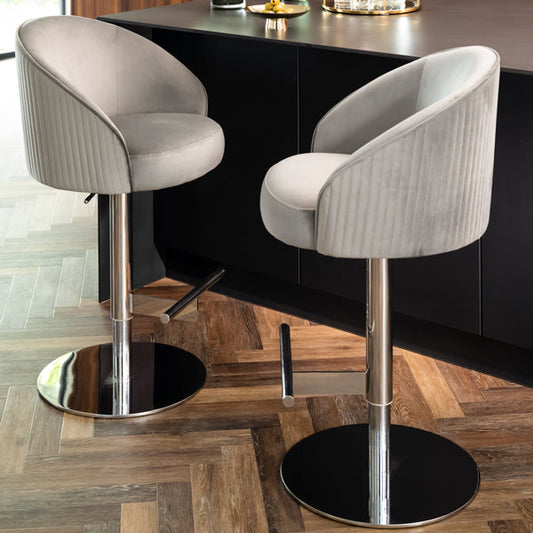 Ella Bar Stool - Dove Grey - Silver Base