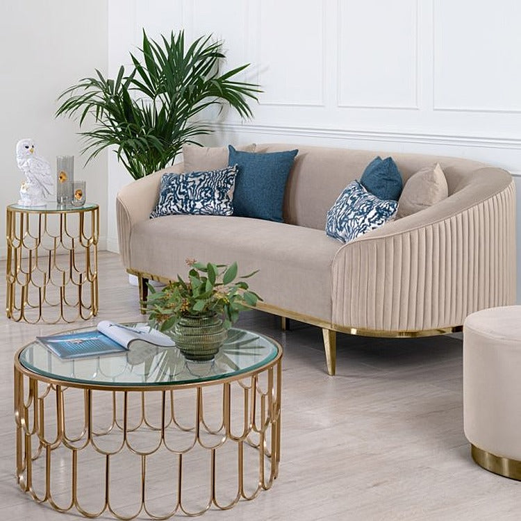 Ella Two Seat Sofa - Chalk - Brass Base