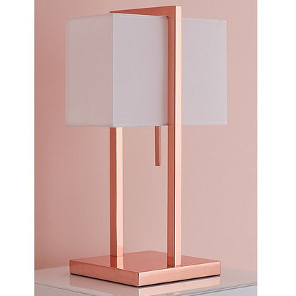 Ellington Table Lamp with Cotton Shade - Rose Gold & White