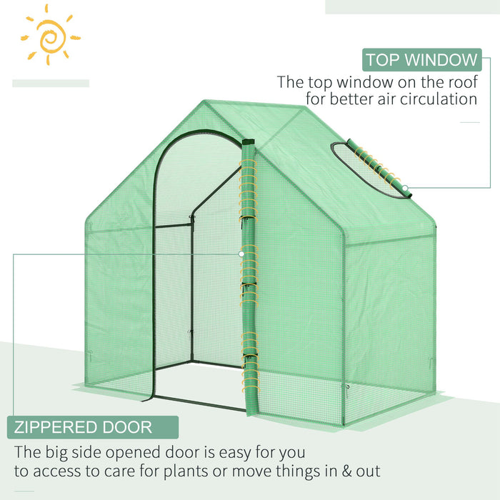 Walk in Greenhouse Garden Grow House with Roll Up Door and Window, 180 x 100 x 168 cm, Green