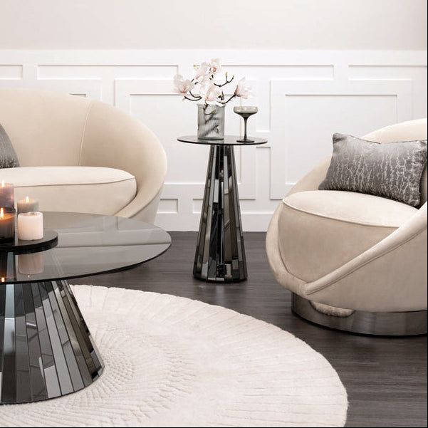 Emmeline Smoked Mirror Side Table