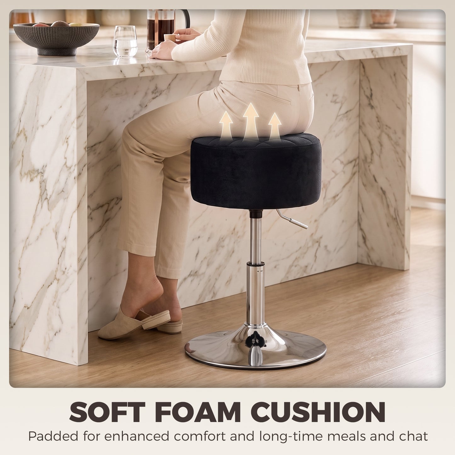 Bar Stool Adjustable Swivel 1 Piece, Black
