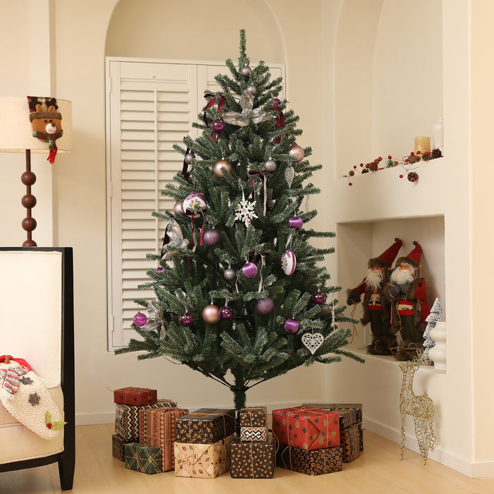 6ft Artificial Prelit Christmas Tree w/ LED Lights, Purple Ornaments