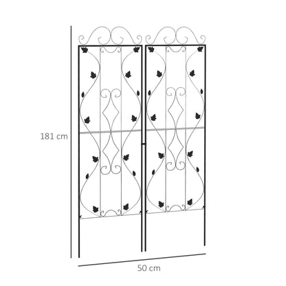 Metal Trellis Set of 2, Garden Trellis for Climbing Plants Support Frames, Leaf Design