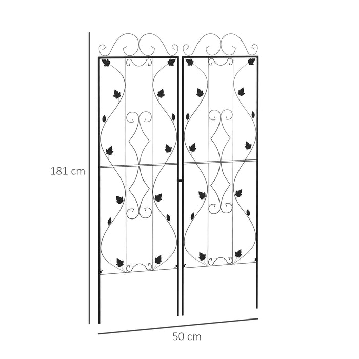 Metal Trellis Set of 2, Garden Trellis for Climbing Plants Support Frames, Leaf Design