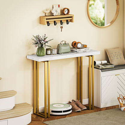 Modern Slim Long Accent Sofa Side Hall Desk for Hallway, White