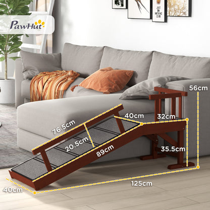Wooden Dog Ramp with Removable Guardrails, Non-Slip Surface, 125 cm