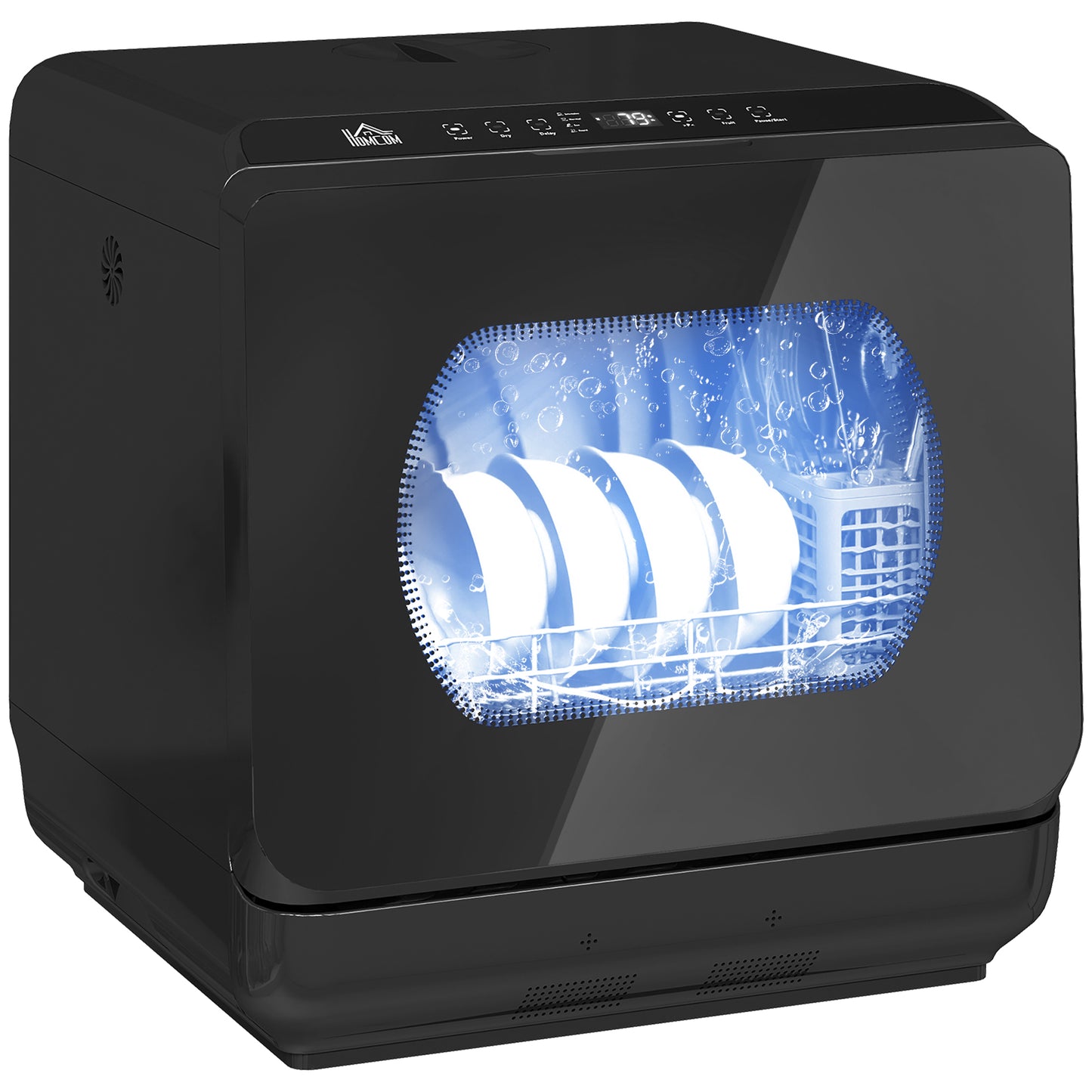 Worktop Dishwasher w/ 4 Place Settings 6 Programs, Black