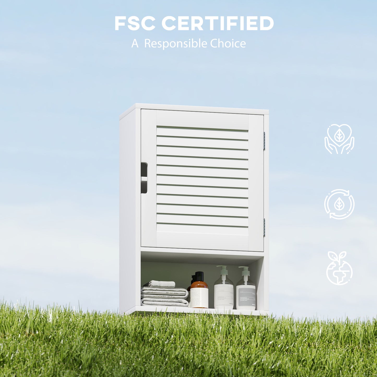 Bathroom Cabinet, Wall Mounted Cabinet with Adjustable Shelves, White