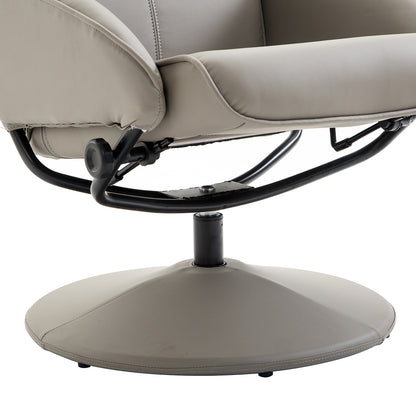 Swivel Armchair with Footstool and Adjustable Backrest Grey