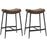 Breakfast Bar Stools Set of 2, Microfibre Upholstered Barstools, Industrial Bar Chairs with Curved Seat and Steel Frame